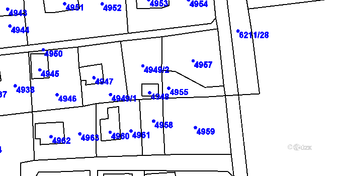 Parcela st. 4955 v KÚ Černošice, Katastrální mapa