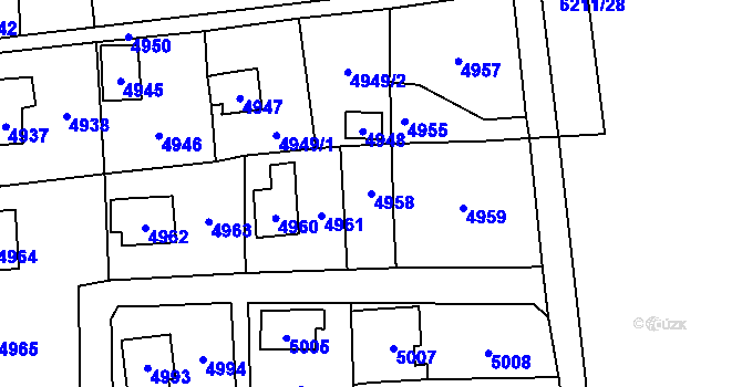 Parcela st. 4958 v KÚ Černošice, Katastrální mapa
