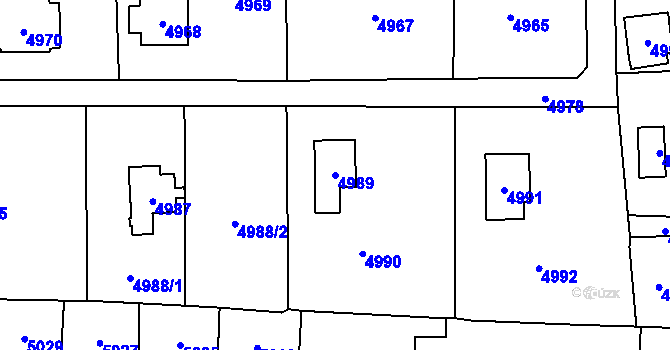 Parcela st. 4989 v KÚ Černošice, Katastrální mapa