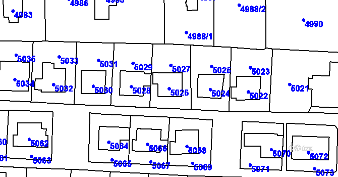 Parcela st. 5026 v KÚ Černošice, Katastrální mapa