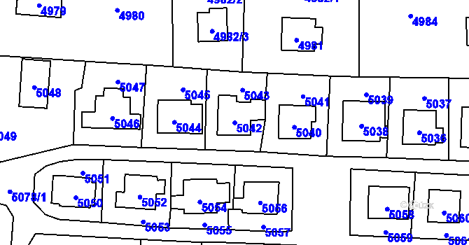 Parcela st. 5042 v KÚ Černošice, Katastrální mapa