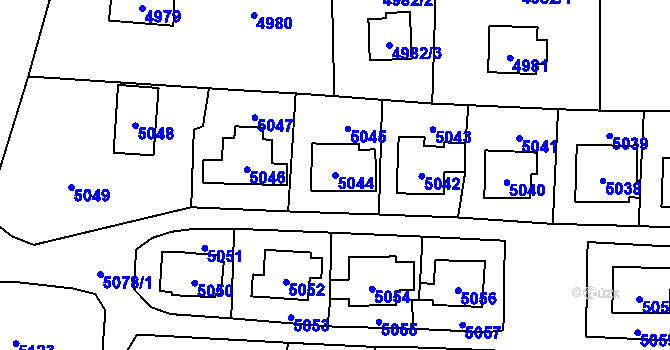 Parcela st. 5044 v KÚ Černošice, Katastrální mapa