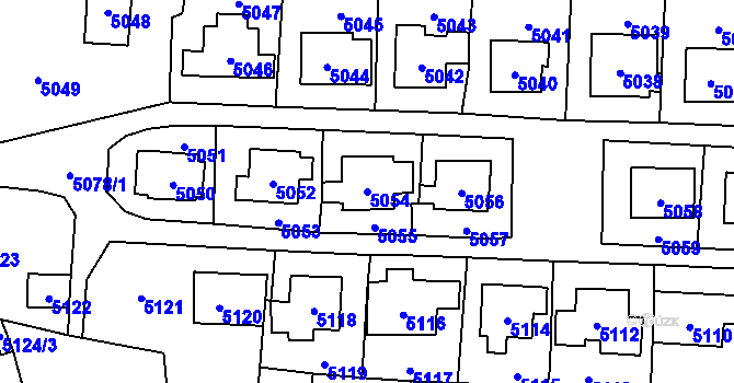 Parcela st. 5054 v KÚ Černošice, Katastrální mapa