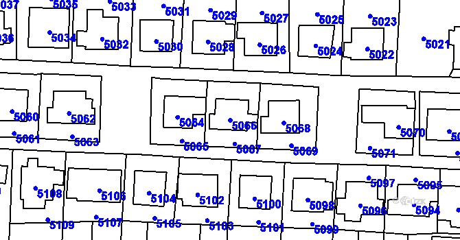 Parcela st. 5066 v KÚ Černošice, Katastrální mapa