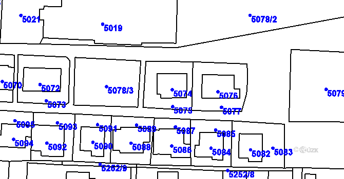 Parcela st. 5074 v KÚ Černošice, Katastrální mapa