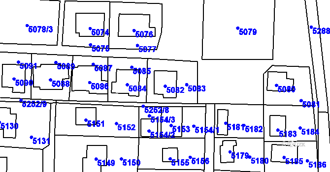 Parcela st. 5082 v KÚ Černošice, Katastrální mapa
