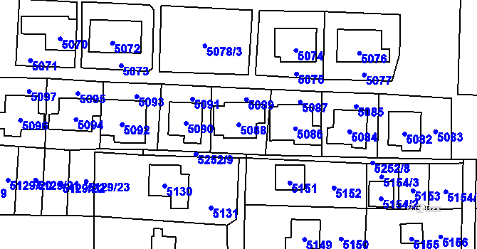 Parcela st. 5088 v KÚ Černošice, Katastrální mapa