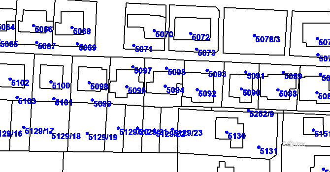 Parcela st. 5094 v KÚ Černošice, Katastrální mapa