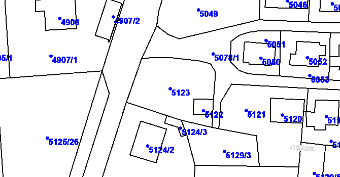Parcela st. 5123 v KÚ Černošice, Katastrální mapa