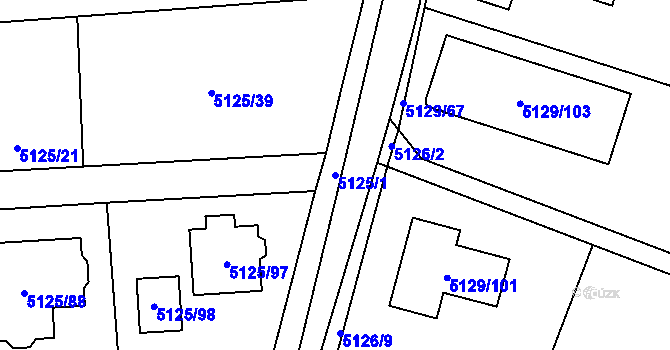 Parcela st. 5125/1 v KÚ Černošice, Katastrální mapa