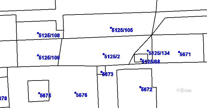 Parcela st. 5125/2 v KÚ Černošice, Katastrální mapa