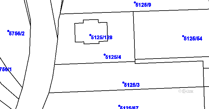 Parcela st. 5125/4 v KÚ Černošice, Katastrální mapa