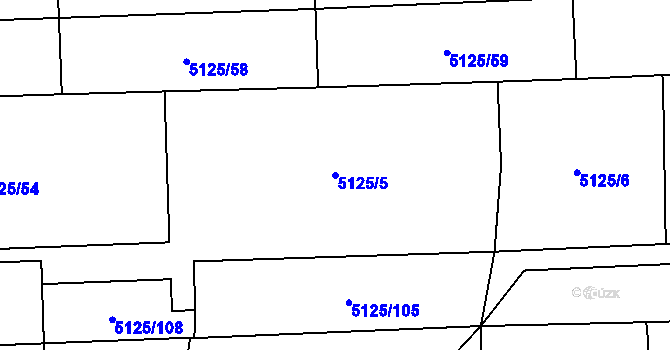 Parcela st. 5125/5 v KÚ Černošice, Katastrální mapa