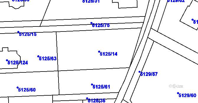 Parcela st. 5125/14 v KÚ Černošice, Katastrální mapa