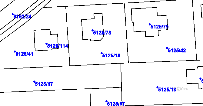 Parcela st. 5125/18 v KÚ Černošice, Katastrální mapa
