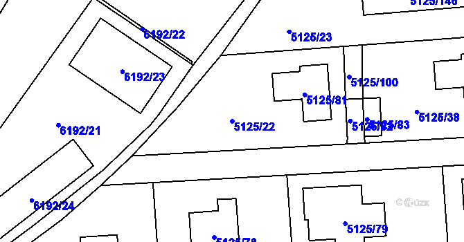 Parcela st. 5125/22 v KÚ Černošice, Katastrální mapa