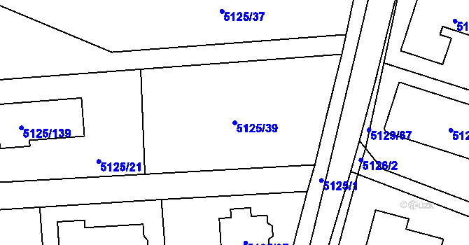 Parcela st. 5125/39 v KÚ Černošice, Katastrální mapa