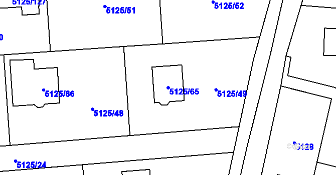 Parcela st. 5125/65 v KÚ Černošice, Katastrální mapa