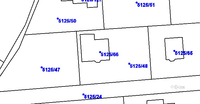 Parcela st. 5125/66 v KÚ Černošice, Katastrální mapa