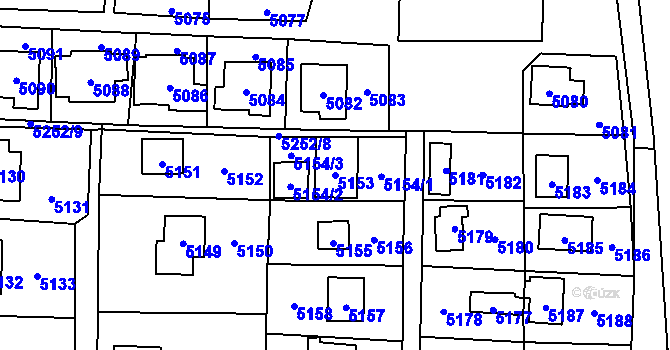 Parcela st. 5153 v KÚ Černošice, Katastrální mapa