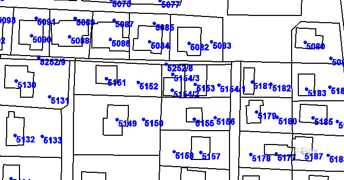 Parcela st. 5154/2 v KÚ Černošice, Katastrální mapa