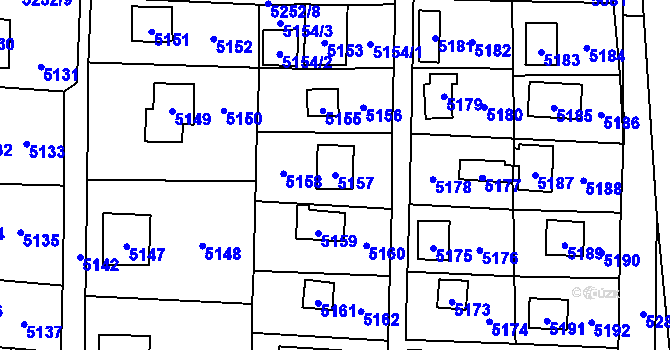 Parcela st. 5157 v KÚ Černošice, Katastrální mapa