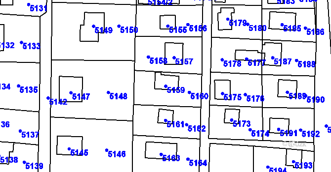 Parcela st. 5159 v KÚ Černošice, Katastrální mapa
