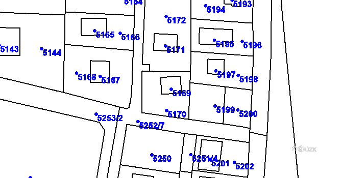 Parcela st. 5169 v KÚ Černošice, Katastrální mapa