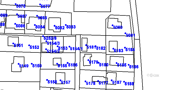 Parcela st. 5181 v KÚ Černošice, Katastrální mapa