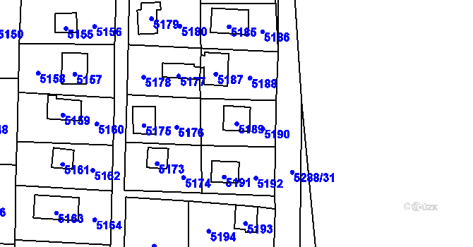 Parcela st. 5189 v KÚ Černošice, Katastrální mapa