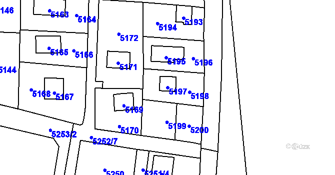 Parcela st. 5197 v KÚ Černošice, Katastrální mapa