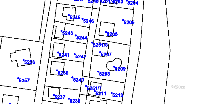 Parcela st. 5207 v KÚ Černošice, Katastrální mapa