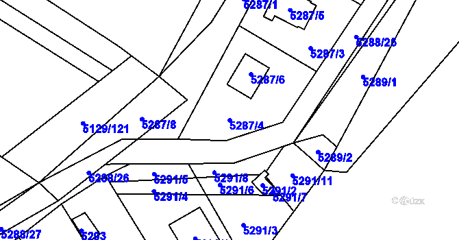 Parcela st. 5287/4 v KÚ Černošice, Katastrální mapa