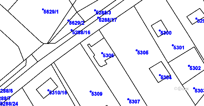 Parcela st. 5306 v KÚ Černošice, Katastrální mapa