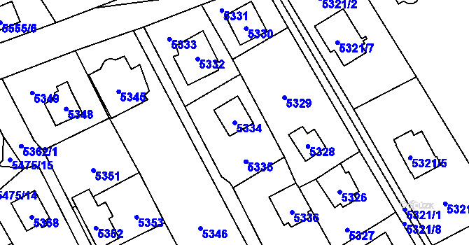 Parcela st. 5334 v KÚ Černošice, Katastrální mapa