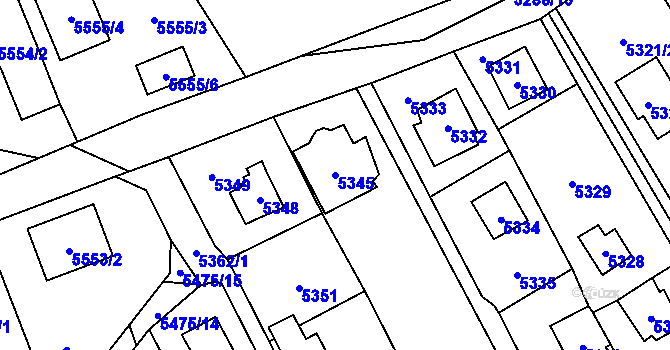 Parcela st. 5345 v KÚ Černošice, Katastrální mapa