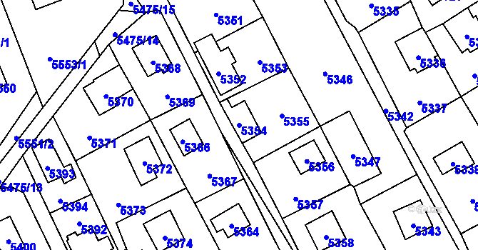 Parcela st. 5354 v KÚ Černošice, Katastrální mapa