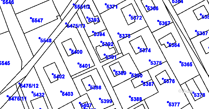 Parcela st. 5391 v KÚ Černošice, Katastrální mapa