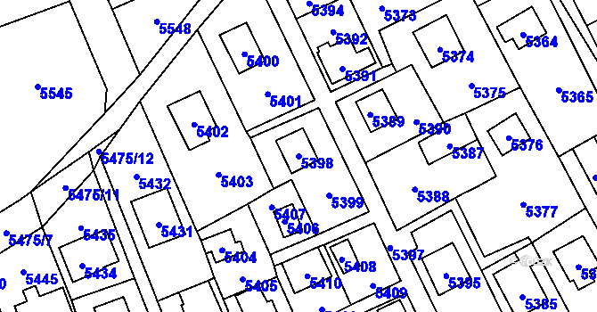 Parcela st. 5398 v KÚ Černošice, Katastrální mapa