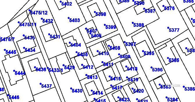 Parcela st. 5410 v KÚ Černošice, Katastrální mapa