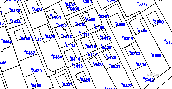 Parcela st. 5416 v KÚ Černošice, Katastrální mapa