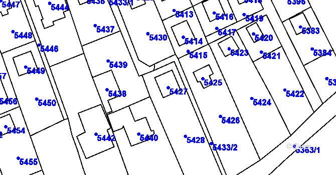 Parcela st. 5427 v KÚ Černošice, Katastrální mapa