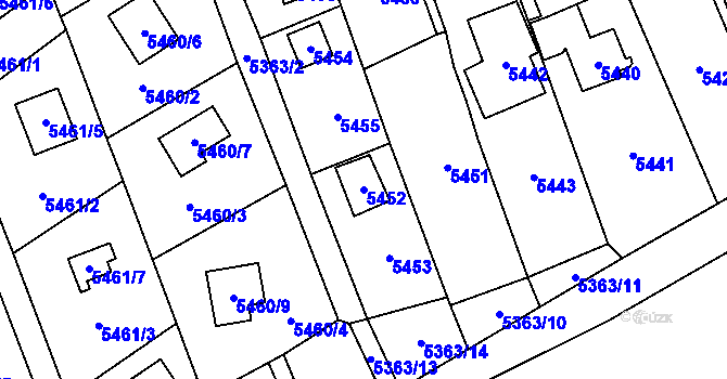 Parcela st. 5452 v KÚ Černošice, Katastrální mapa