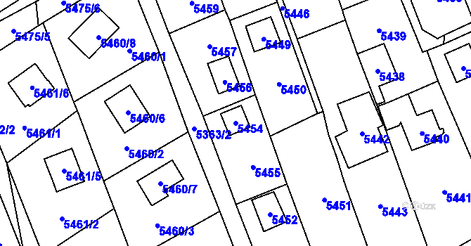 Parcela st. 5454 v KÚ Černošice, Katastrální mapa