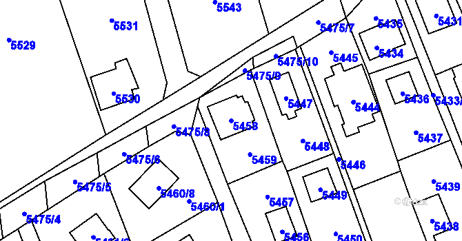 Parcela st. 5458 v KÚ Černošice, Katastrální mapa