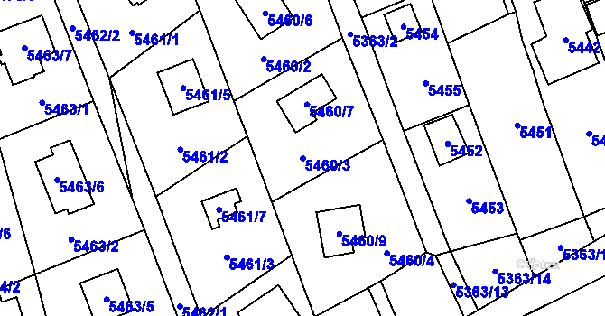 Parcela st. 5460/3 v KÚ Černošice, Katastrální mapa