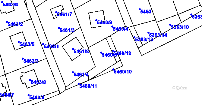 Parcela st. 5460/5 v KÚ Černošice, Katastrální mapa
