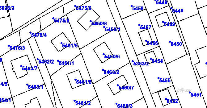 Parcela st. 5460/6 v KÚ Černošice, Katastrální mapa
