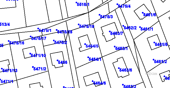 Parcela st. 5464/5 v KÚ Černošice, Katastrální mapa