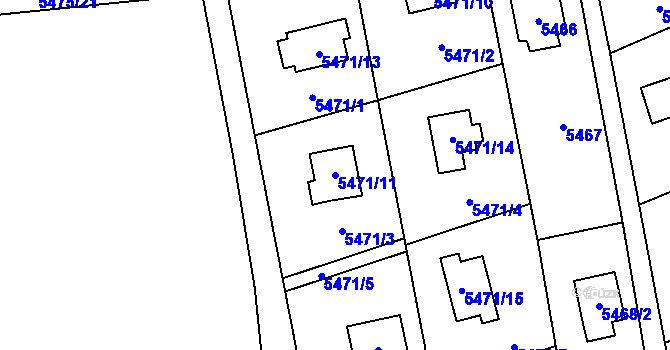 Parcela st. 5471/11 v KÚ Černošice, Katastrální mapa